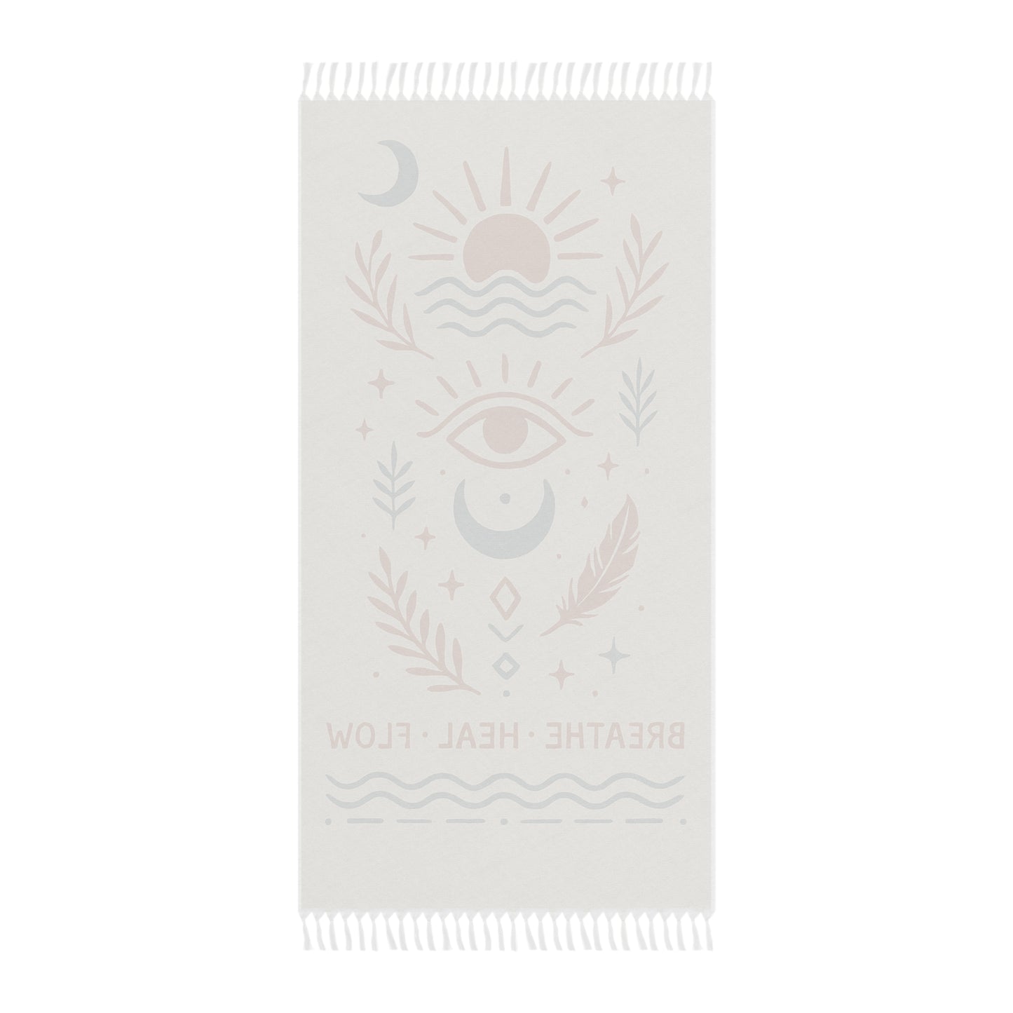 Boho Beach Towel - "Breathe, Heal, Flow" Design