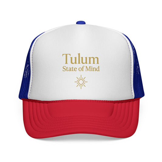 Tulum State of Mind Trucker Cap, Beach Hat, Summer Accessory, Vacation Gift, Travel Cap, Sun Protection Headwear